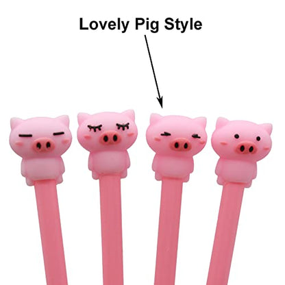 Maydahui 12 PCS Pink Pig Gel Pen Cute Piggy Pens Novelty Animal Pen Facial Expressions Black Ink for School Office Students Supplies