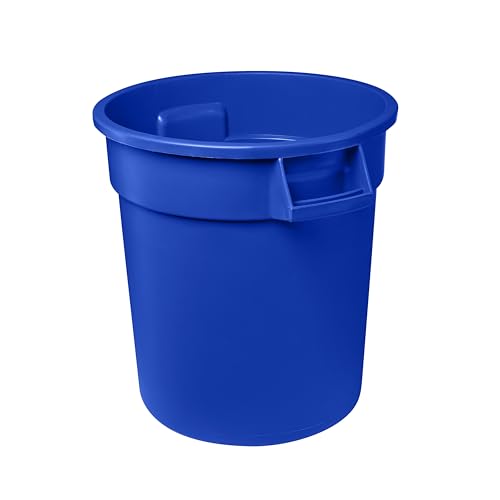 Feed and Seed Storage Container, 55 Gallon Blue Round Commercial Trash Can/Ingredient Bin, Food Storage Plastic Bin, Use in Agricultural, Gardening, or Household - color: Blue, size: 55 Gallon Container Only