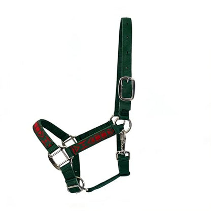 Heavy Duty Soft Nylon Horse Halter, Padded and Adjustable, Chin and Throat Snap Hook Halters for Horses, Heavy-Duty Metal Buckle - color: Red Pattern