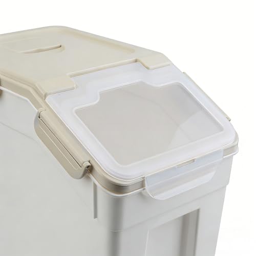 Saim Flour Storage Containers Bin 25lbs, 4Pack Airtight BPA Free Rice & Food Dispenser with Measuring Cup, Scoop - Kitchen Pantry Organizer for Flour, Rice, Grain, Cereal, Pet Food (Grey) - color: 4Pack 25lbs Grey
