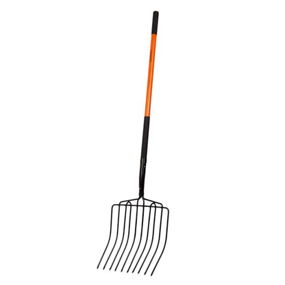 VNIMTI Pitch Fork Heavy Duty, 10-Tine Pitchfork with Fiberglass Handle, 58 Inch Garden Pitch Fork for Hay, Mulch, Compost, Farm and Gardening