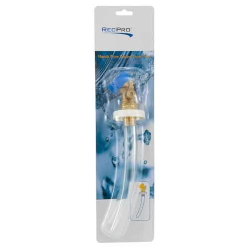 RecPro RV Hands Free Water Tank Fill | Clear Fill Tube with Brass Shut-Off Valve | Secure Fresh Water Tank Filler for RV Camper Trailer