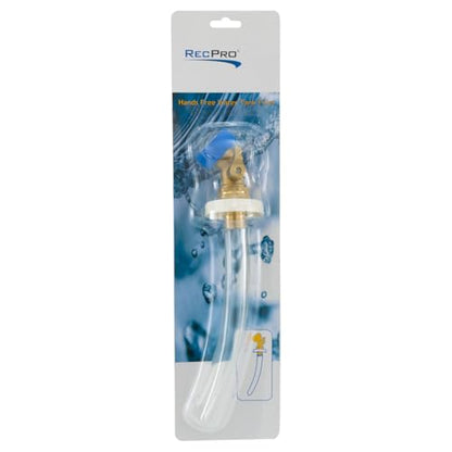 RecPro RV Hands Free Water Tank Fill | Clear Fill Tube with Brass Shut-Off Valve | Secure Fresh Water Tank Filler for RV Camper Trailer