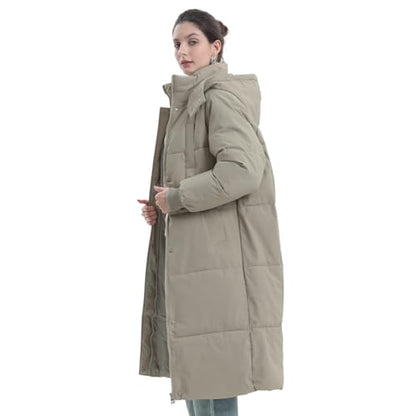 PUFFIT Long Puffer Jacket for Women,2024 Thickened Winter Coat Hooded with Deep Pockets, Ladies Warm Winter Jacket - color: Dark Taupe, size: Medium