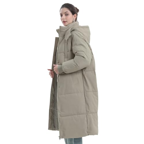 PUFFIT Long Puffer Jacket for Women,2024 Thickened Winter Coat Hooded with Deep Pockets, Ladies Warm Winter Jacket - color: Dark Taupe, size: Large
