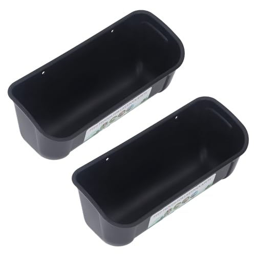 2PCS Hanging Feeder, Hay Feeder Wall Mount, Fence Feed Trough Thick PP Fence Hanging Chicken Feeder for Duck Piglets Goose Turkeys Goat Pig (Black)