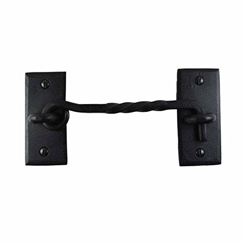 Renovators Supply Manufacturing Hook and Eye Latch 6.5 in. Black Wrought Iron Door Lock Latch/Gate Latch with Mounting Hardware - color: 6.5-inch Hook & Eye, size: Pack of 1
