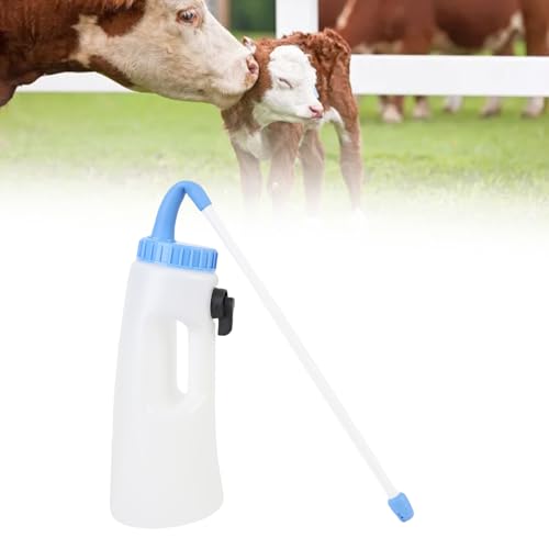 Naroote Calf Milk Bottle, Feeding Colostrum Immune System, 2.5L Farm Animal Nursing Bottle with Control Valve, Biteproof Food Grade Plastic, Ergonomic Handle for Calves & Lambs