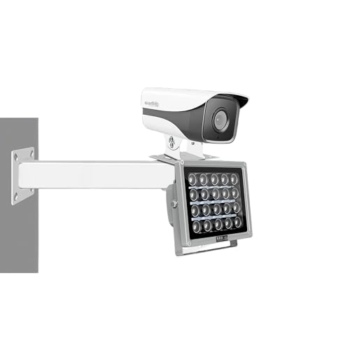30cm/11.8” Security Camera Mount Bracket with L-Shaped Adapter Plate, Indoor Outdoor Heavy Duty CCTV Bracket for Dual Cameras/Solar Panel/LED Light, Built-in Cable Management