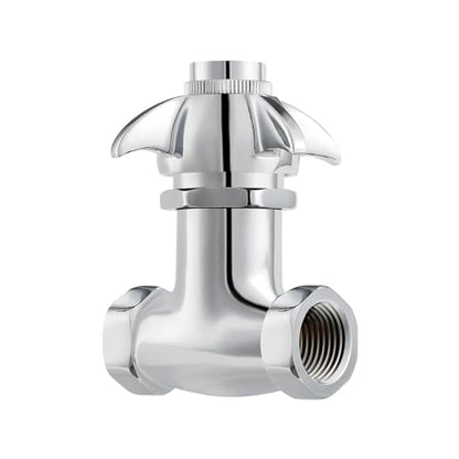 Self-Closing Valve with Knob, Heavy Duty Stop Valve, Polished Chrome - style: with knob