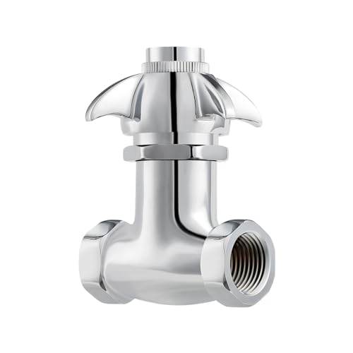 Self-Closing Valve with Knob, Heavy Duty Stop Valve, Polished Chrome - style: with knob