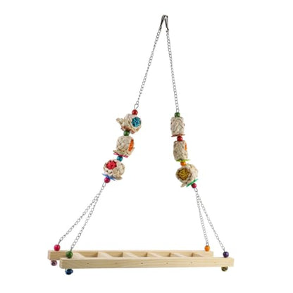 ORFOFE Natural Wood Chicken Ladder Swing Bird Toy for Chickens Parrot Swing Biting Toy Bird Perch Toy