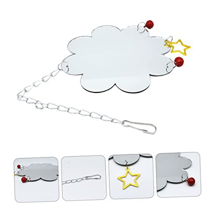 VANZACK Chicken Mirror Toy Bell Acrylic Hanging PET Accessory for Chickens and Birds One-Sided Reflective Surface for Coop and Brooder Enrichment