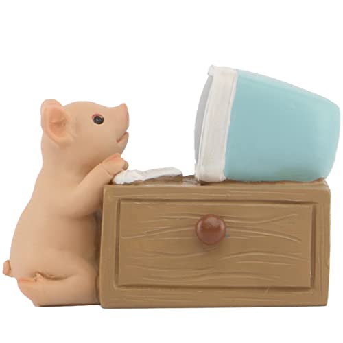 Pig Statue Mini Pig Figurine, Resin Home Decor, Lucky Animal Garden Statue for Micro Landscape (Pigs Playing with Computers) - color: Pigs Playing With Computers