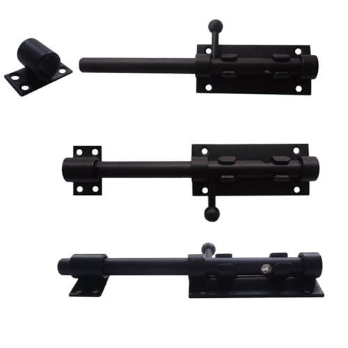 8Inch Barrel Bolt Latch with Padlock Hole, Slide Bolt Gate Latch Black, 304 Stainless Steel Small Door Lock Hardware for Fence/Barn/Yard Door/Interior Door Latch - size: 8 Inch