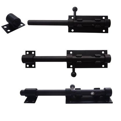 8Inch Barrel Bolt Latch with Padlock Hole, Slide Bolt Gate Latch Black, 304 Stainless Steel Small Door Lock Hardware for Fence/Barn/Yard Door/Interior Door Latch - size: 8 Inch