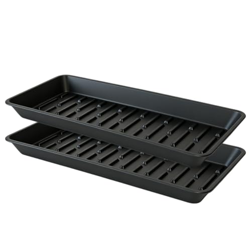 2 Pack Plastic Plant Tray Saucer Rectangular 17 18 Inch, Planter Trays Saucers for Indoor Outdoor, Plant Water Drip Trays, Windowsill, 7.7 x 17.5 Inches, Black - color: Black, size: 17.5" x 7.7" x 1.35"(2pack)