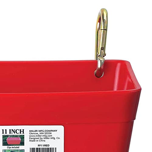 Little Giant FF11RED 4.5 Quart Heavy Duty Wall/Rail Mountable Feed Trough Bucket Fence Feeder, Red (4 Pack)