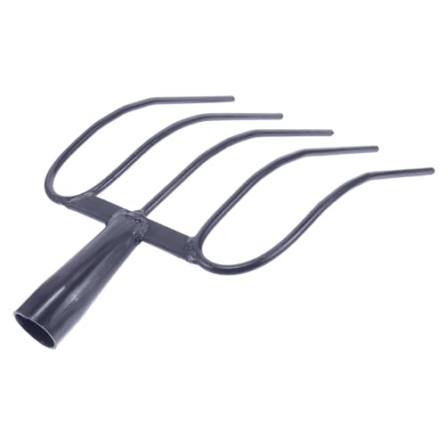 Iron Manure Fork Handheld Agricultural Fork for Farm and Household Use with Five Solid Tines Sturdy Iron Garden Tool for Manure and Grass Cleaning