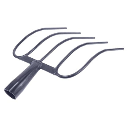 Handheld Manure Fork and Agricultural Fork for Farming with 5 Solid Iron Prongs, Sturdy Garden and Ranch Tool for Outdoor Manure Handling and Grass Cleaning