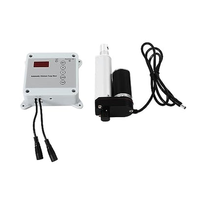 Automatic Chicken Cage Door Opener, Timing Photosensitive Remote Control Kit with Light Sensor and Weatherproof Timer for 9in to 39in Doors up to 44lb (US Plug 100 240V)