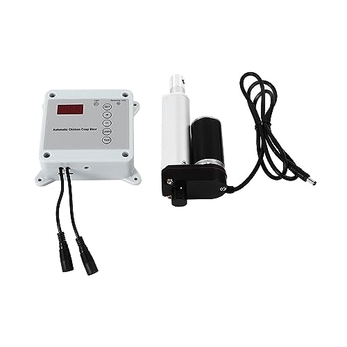 Automatic Chicken Cage Door Opener, Timing Photosensitive Remote Control Kit with Light Sensor and Weatherproof Timer for 9in to 39in Doors up to 44lb (US Plug 100 240V)