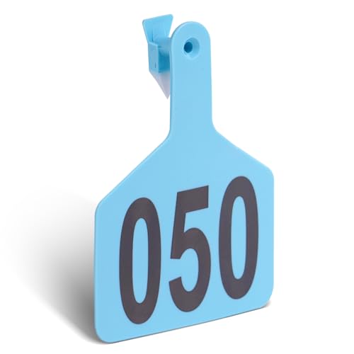 Cattle Ear Tags with 001-050 Numbers Large 1-Piece Z Livestock Ear Tags for Cow Goat Sheep Pig Calves Dog,Animal ID Identification Tag 4.4"x 3",Blue - color: Blue, size: 50