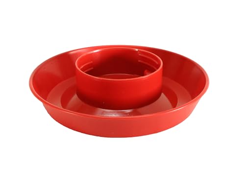Little Giant® Screw-On Poultry Waterer Base | Heavy Duty Plastic Water Tray Base for Container | Chicken Waterer Screw on Base (Red, 1 Count) - color: Red