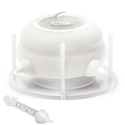 200ml Silicone Multi-Pet Milk Feeder with 4 Nipples(White) | Feeds 4 pets at once! Silicone, Stable base, Smooth milk flow. Leak-proof needles seal unused nipples. Includes syringe. - color: White, size: 200ml