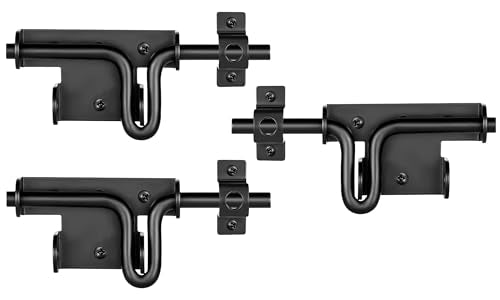 Slide Bolt Gate Latch with Padlock Hole, Heavy Duty Fence Slide Latches Outdoor Doors for Wooden Fence, Shed Door, Vinyl Door-3pack - size: 3 Pack