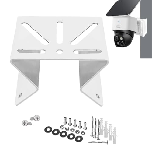 Heavy-Duty Corner Security Camera Bracket - Weatherproof White Metal Mount for Outdoor Surveillance Systems | Compatible with Exterior Walls, Eaves, Stairwells, eufy soloCam