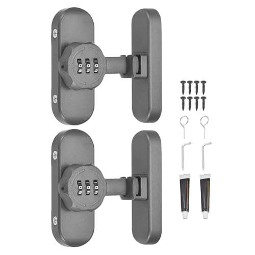 PATIKIL 2Pcs 90/180 Degree Barn Door Combination Lock with Password, 3 Digit Mechanical Password Lock for Sliding Door Gate Cabinets Closet, Gray - color: Gray