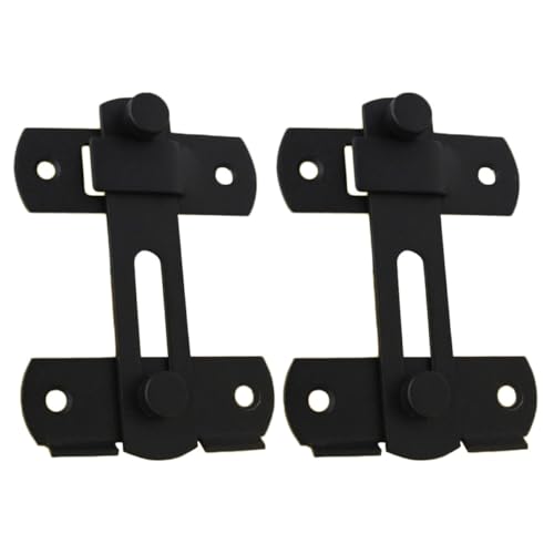 Alipis 2pcs Stainless Steel Door Latch Lock with Safety Security for Pet Cage and Barn Gate, Large Matte Black Heavy-Duty Door Buckle Suitable for Home and Outdoor Fence Use
