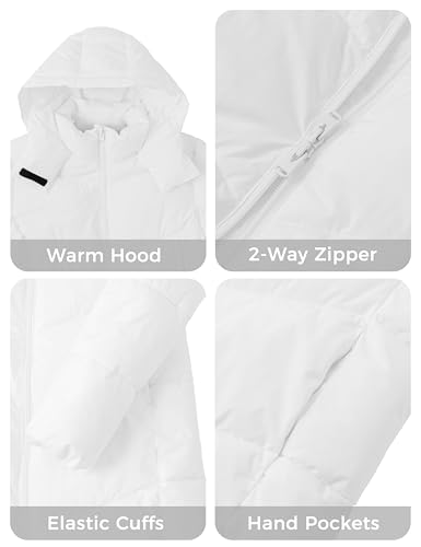 wantdo Women's Warm Winter Coat Hooded Puffer Jacket Long Parka (Available in Plus Size) - color: White, size: Large