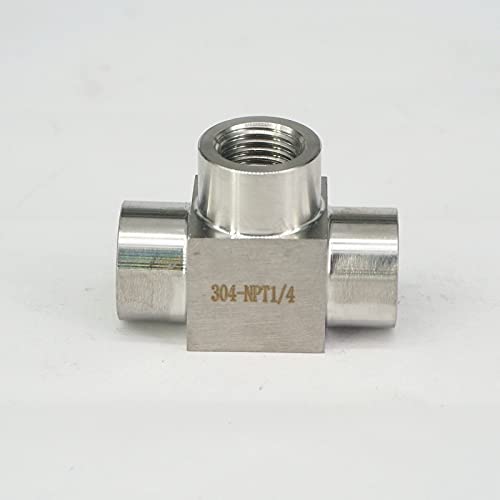 1/4 in NPT Female Tee 3 Way Pipe Fitting 304 Stainless Steel Water Gas Oil - style: 1/4" NPT