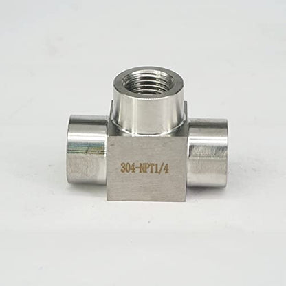 1/4 in NPT Female Tee 3 Way Pipe Fitting 304 Stainless Steel Water Gas Oil - style: 1/4" NPT