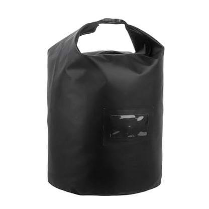Klmnop 22 lbs Wood Pellet Storage Bag, Waterproof 500D Oxford Fabric Container with Handle and PVC Label Window for Pellets and Charcoal, Wood Chips(Black)