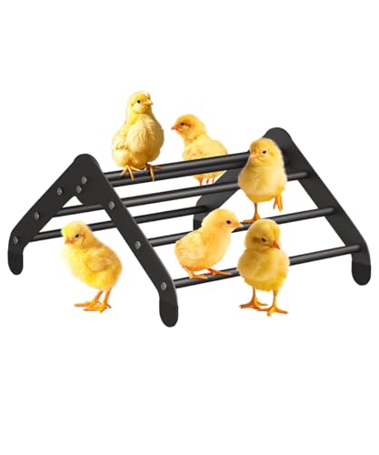 Koutemie Adjustable Chicken Perch for Coop, Heavy-Duty Metal Chick Roosting Bar for Brooder, Baby Chicks Stand Toy Training Perches for Bird Parrot Hens Macaw, Black
