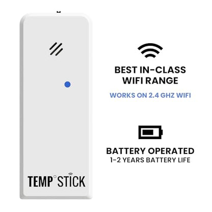 Temp Stick Remote WiFi Temperature & Humidity Sensor, Data Logger. No Subscription. 24/7 Monitor, Unlimited Text, App & Email Alerts. Made in America. Use with Alexa, IFTTT. Monitor Anywhere, Anytime - color: Black
