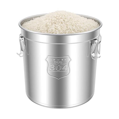 304 Stainless Steel Airtight Canister, 12.68Gal Large Rice Storage Container with Handles & Lid, Food Storage Container for Flour Coffee Bean Tea Grain