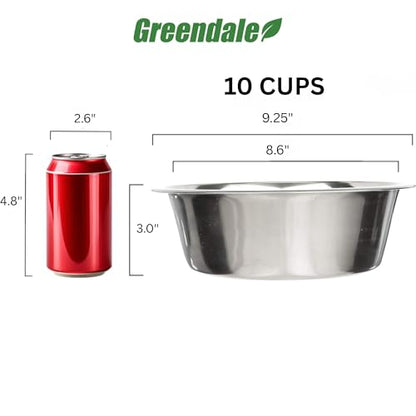 2 Pack - 10 Cup (2.4 Liter) Stainless Steel Dog Bowls – Metal Dog Food Bowls, Dog Water Bowls, Pet Feeding Bowls, Replacement Bowls for Raised Stands, Rust Resistant, Dishwasher Safe - color: Stainless Steel