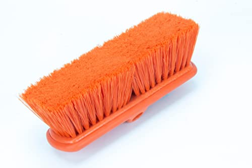 SPARTA Flo-Thru Heavy-Duty Deck Scrub Brush Nylon Bristled, Boat and Floor Scrub Broom with Protective Bumper for Floors and Large Equipment, Plastic, 9.5 Inches, Orange - color: Orange