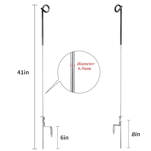 Fence Shock 30 Pack 41 Inches Systems Pig Tail Step-in Fence Post, Portable Stainless Steel Single Rope Poles/Stakes for Electric Fence, Garden, Farm, Flower Beds, Walkways, Fountains - Black - color: Black