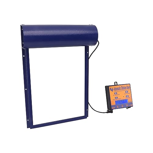 Automatic Solar Powered Chicken Coop Door Durable Light Sensor Remote Control for Poultry Farmers 14.7x9.7in (Blue) - color: Blue