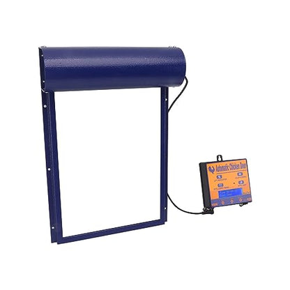 Automatic Solar Powered Chicken Coop Door Durable Light Sensor Remote Control for Poultry Farmers 14.7x9.7in (Blue) - color: Blue
