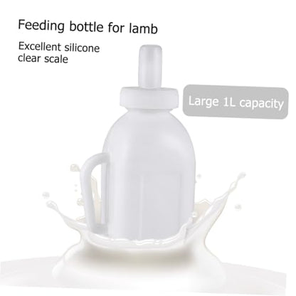 Abaodam 1Set Vertical Lamb Feeding Bottle with Silicone Nipples Durable Feeding Supplies for Farmers Suitable for Sheep Pigs Horses and More Capacity High Temperature