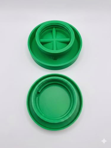 FPS 2-Piece Quail Chick Feeder and Waterer Lid Set for Standard Mouth Mason Jar, The Waterer Tray is Specially Designed to Keep Quail from Drowning. (Jars are NOT Included) Green
