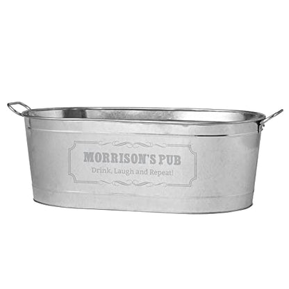 Let's Make Memories Personalized Beverage Tub - Custom Beverage Tub - Create Your Own Beverage Tub - Galvanized Drink Tub - 20 ¾"L x 11 ¾"W x 7" H - 5.5 Gallons - color: 2 Line Message, size: Without Stand