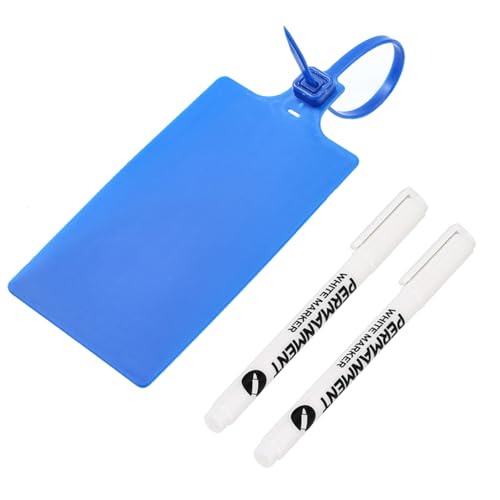 Tenshun 100 PCS Dark Blue Plastic Tags for Labeling Waterproof Hanging Writable Storage Tags for Outdoors Plastic Seals Shipping Label Logistics Use with Two Permanent Marker Pens - color: Dark Blue, size: 100 PCS