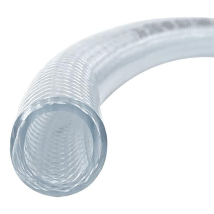 Gloxco Clear Braided PVC Tubing, Food Grade, Heavy Duty Reinforced Hose, 3/4" ID, 25 Ft Length - size: 3/4" x 25 Ft